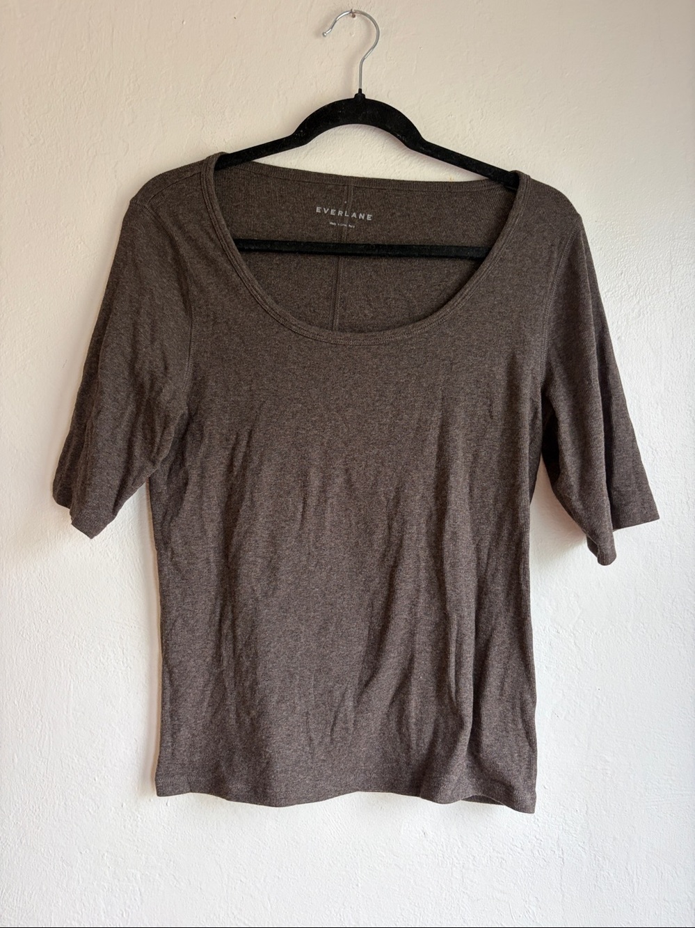Everlane Rib Scoop Neck size xl brown Pima cotton